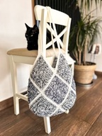 Patchworkowa biało-granatowa torba handmade