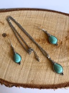 Naszyjnik kolczyki Boho Turkus komplet biżuterii
