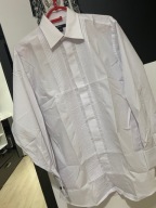 D Koszula Cedarwood imprezowa biała harmonijkowe wstawki przód na spinki