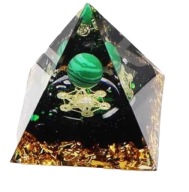 PIĘKNA PIRAMIDA ORGONIT MALACHIT KWARC DYMNY SYMBOL SZEŚCIAN METATRONA 5 cm