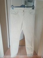 c&a spodnie dżinsowe 42 rurki ze średnim stanem beż kremowe