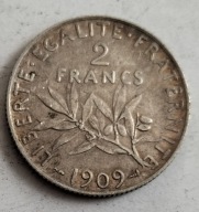 moneta srebro Francja 2 franki 1909