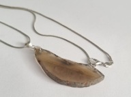 WISIOR NATURALNY PLASTER KWARCU DYMNEGO SREBRO 925