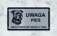 Tabliczka uwaga pies amstaff Srebrna, złota duży wybór wzorów