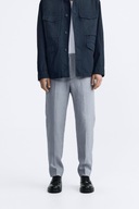 ZARA spodnie lniane len straight fit niebieskie męskie L