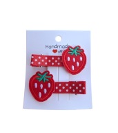 Spineczki do włosów dla dziewczynek truskawki handmade 2 szt.