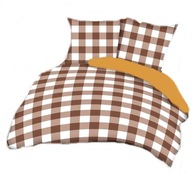 Pościel kora lux 160x200 + 2x50x60 guzik K 275 DUO Krata beż / brąz jasny