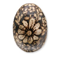 Drewniane jajko - ręcznie zdrobione, pirografia - Kwiaty - prezent, dekor
