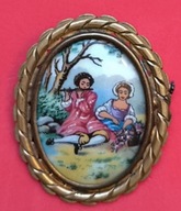 Broszka brosza Francja oryginał porcelana Limoges kwiaty hit 9