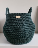 KOSZ koszyk ZE SZNURKA bawełnianego zielony BOHO handmade