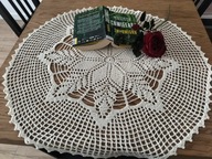 Serwetka serweta obrus szydełkowe rękodzieło misterne cacko ekri śr77