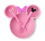 Talerz dzielony + sztućce dla niemowląt| Myszka Miki| Różowy| AS