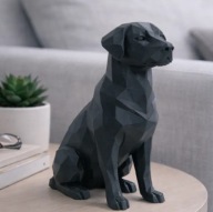 Dekoracja Pies Figurka Geometryczna Czarna Loft Ozdoba Salonu Prezent