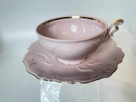 Filiżanka duo porcelana różowa H&C Chodov Bohemia piękna