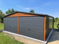 Garaż blaszany BLASZAK PREMIUM 6x5m drewnopodobny dwuspadowy brama uchylna