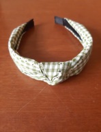 Opaska do włosów supeł węzeł turban - kolor zielony / kratka, kwiatki