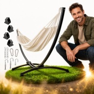 Stelaż do Hamaka Stojak Ogrodowy SZEROKI Metalowy Dwuosobowy MOCNY 250 kg