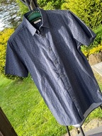 B Koszula Civil Society granat bawełna oryginalne kwiaty i kwadraty S