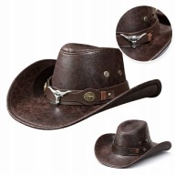 Klasyczny Kowbojski Kapelusz z Klamrą w Kształcie Głowy Byka Nakrycie Głowy