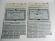 A. PIASECKI, FABRYKA CZEKOLADY S.A. KRAKÓW - 2 AKCJE 1925 r. REKLAMA II RP