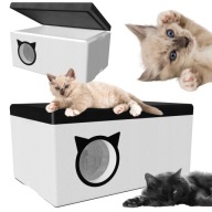 DOMEK BUDKA DLA KOTA OCIEPLANY NA ZIMĘ OTWIERANY DACH KURTYNA DLA 2 KOTÓW