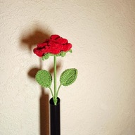 RÓŻA klasyczny kwiat na szydełku 35 cm CZERWONA 35 cm