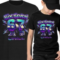 KOSZULKA CZARNA DZIECIĘCA SIX SEVEN 67 BRAINROT PREZENT BAWEŁNA S 128 cm