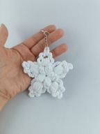 Brelok szydełkowa śnieżynka 3D duża Handmade
