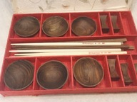 chiński zestaw souvenir pałeczki miski podkładki drewniane