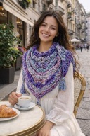 BESTSELLER_PIĘKNA MIĘKKA SZYDEŁKOWA CHUSTA BOHO Z TRZEMA CHWOSTAMI_PREZENT!