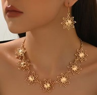 Naszyjnik kolczyki słoneczka złote - zestaw biżuterii prezent