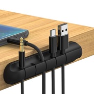 ORGANIZER KABLI BIURKOWY UCHWYT KLIPS CZARNY STABILNY MONTAŻ BEZ WIERCENIA!