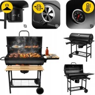 DUŻY PRZENOŚNY OGRODOWY GRILL WĘGLOWY 3 RUSZTY + TERMOMETR + POPIELNIK