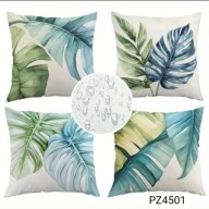 Wodoodporne poszewki na poduszki zewnętrzne taras 45x45 4szt Liście PZ4501