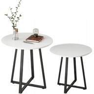 STOLIK KAWOWY OKRĄGŁY INDUSTRIALNY ŁAWA SALONU LOFT BIAŁY NOWOCZESNY 80 CM