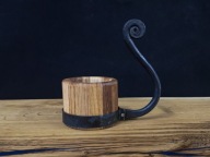 Kufel drewniany z kutym uchwytem 250ml Dąb Jesion