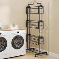 SUSZARKA NA PRANIE XXL STOJĄCA SKŁADANA WYTRZYMAŁA NA KÓŁKACH MOCNA CZARNA