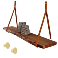 WSPORNIKI SKÓRZANE PÓŁKI NA PÓŁKĘ PÓŁKA WISZĄCA WYTRZYMAŁE 100% SKÓRA 4cm