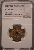 HOLENDERSKIE INDIE WSCHODNIE - 1 cent 1945 "P" MS 65 RB NGC