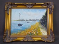 Żagłówki na zalewie - obraz olejny ręcznie malowany na płótnie