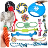 DUŻY ZESTAW 12 ZABAWEK DLA PSA GRYZAKI SZARPAK FRISBEE PIŁKI TRWAŁY