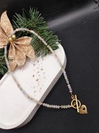 Naszyjnik choker z kamieni naturalnych morganit z sercem