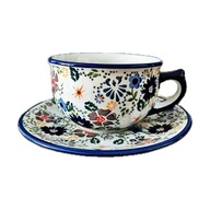 FILIŻANKA ZE SPODKIEM 330 ML CERAMIKA BOLESŁAWIEC EO35 UNIKAT