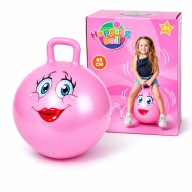Piłka do Skakania Skoczek Gumowy z Uchwytem 45cm RÓŻOWA WYTRZYMAŁA MOCNA 3+