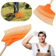 GRABIE OGRODOWE DO LIŚCI DO TRAWY PLASTIKOWE 21 ZĘBÓW Z TRZONEM KIJ LEKKIE