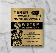 Tabliczka Grawerowana numer domu, ulica, obiekt monitorowany 2w1 Uwaga pies