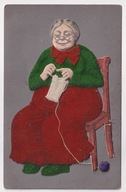 Babcia robótka podklejany materiał i welur papier ok.1910r. handmade