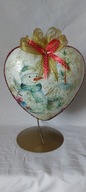 Bombka serce ręcznie zdobiona 15 CM decoupage SD41