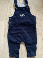 Ogrodniczki Mamas & Papas z naszywką traktor miękki sztruks 3-6 miesięcy