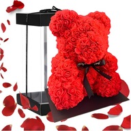 RÓŻANY MIŚ Z RÓŻ DUŻY 25CM Z GRAWEREM PŁATKÓW RÓŻ PREZENT ŚWIĘTA MIKOŁAJ XL